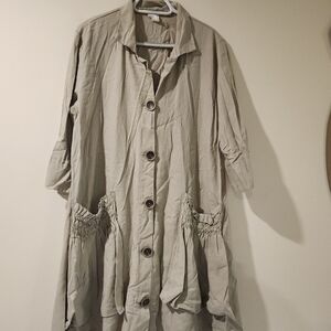 Women's Beige Button-Up Coat